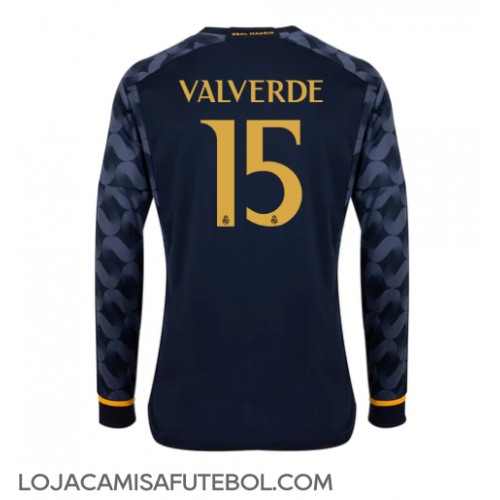 Camisa de Futebol Real Madrid Federico Valverde #15 Equipamento Secundário 2023-24 Manga Comprida